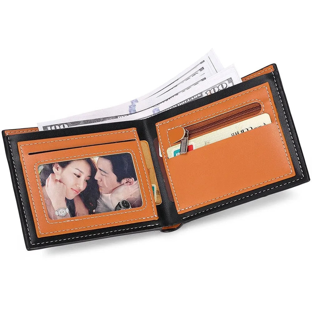 Men's Compact Carbon Fiber Wallet with Integrated Zipper and Card Holder