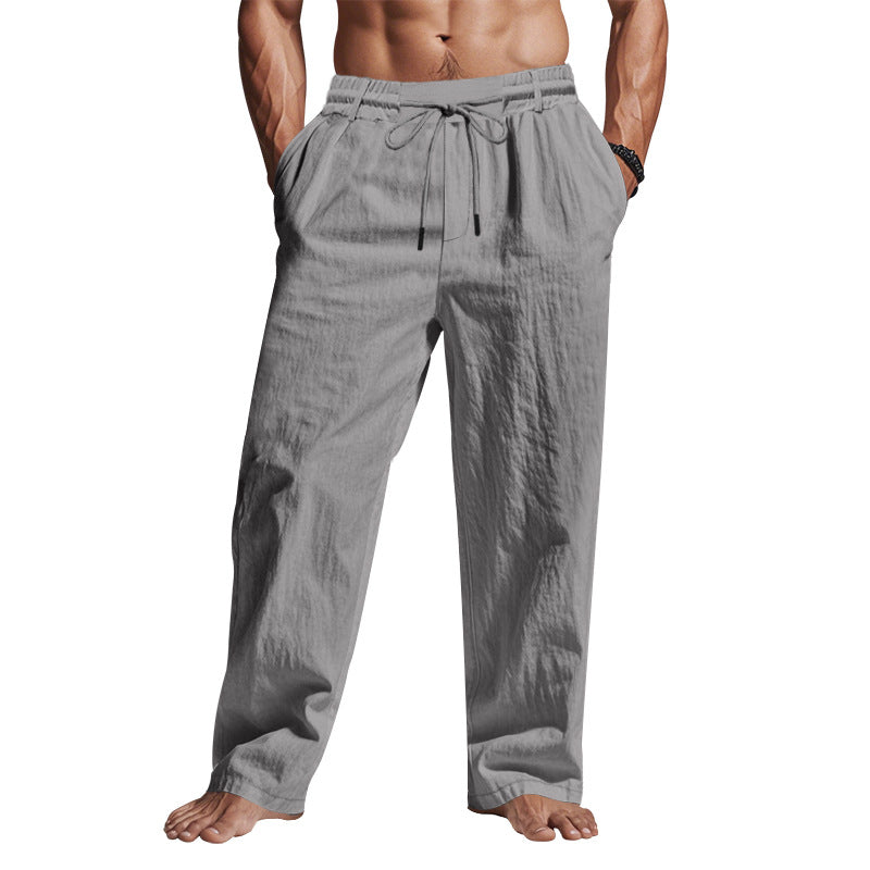 Linen Drawstring Trousers — Full Length