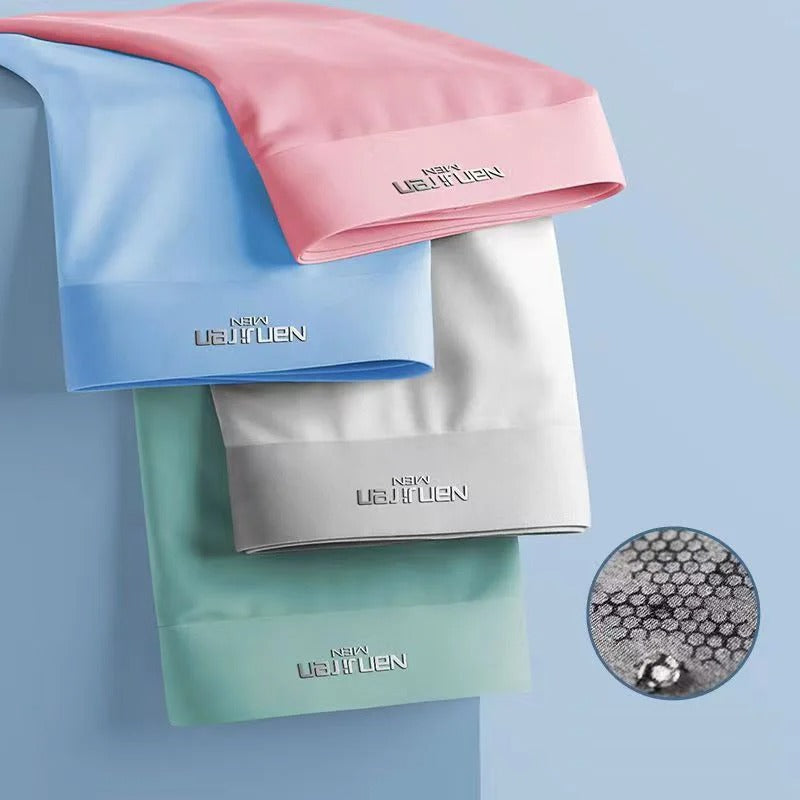 4 Pack Ice Silk Men's Boxer Underwear Breathable & Comfortable