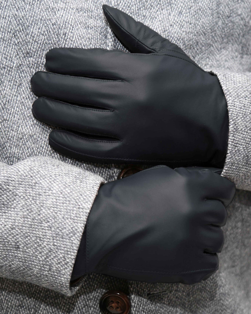 Leather Gloves - Navy