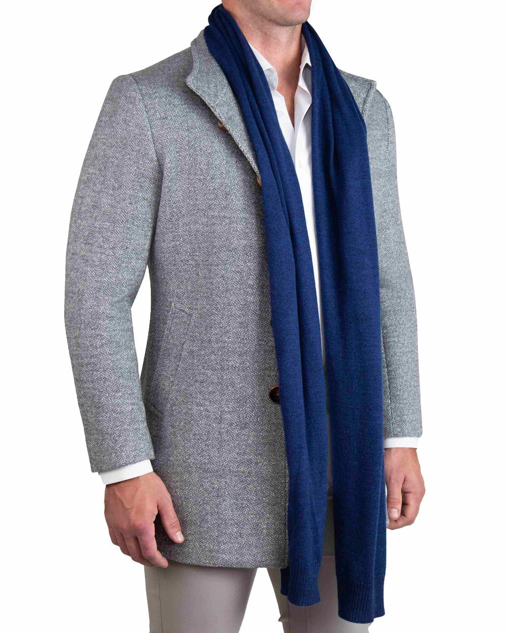 Merino Wool Knit Scarf - Navy