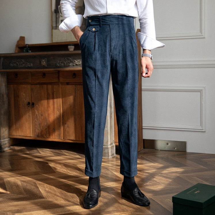 Corduroy Pleated Trousers