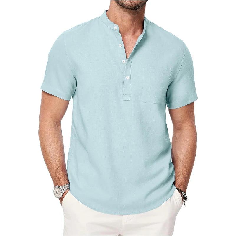 Shoreline Henley | Men's Lightweight Cotton Beach Shirt with Pocket