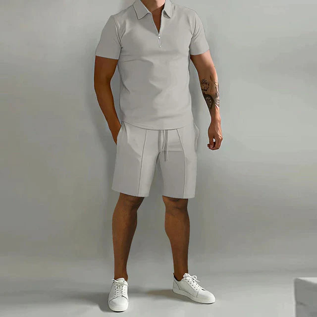 Cotton Piqué Polo & Twill Shorts Co-ord