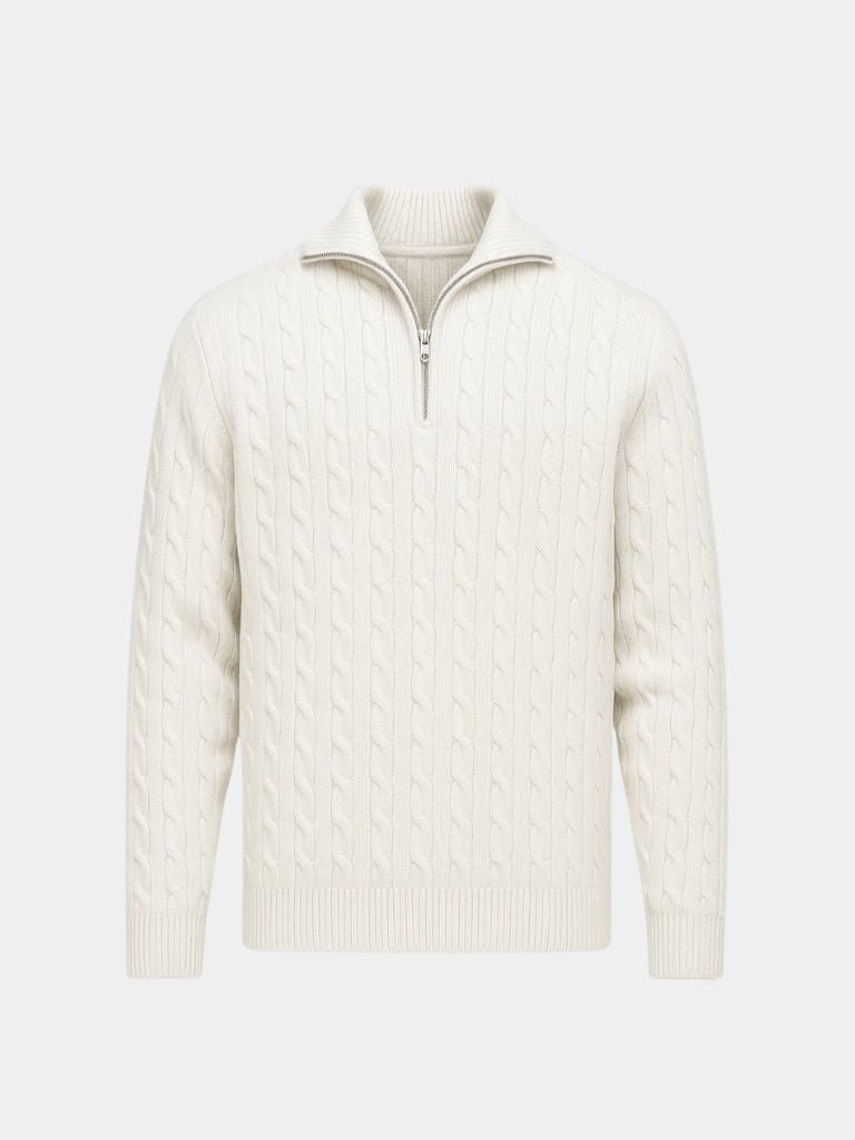 Premium Cable-Knit Zip Neck Sweater - Fayymont Co