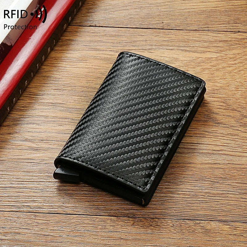 Fayymont Carbon Fiber & Aluminum RFID Wallet – Slim Pop-Up Design