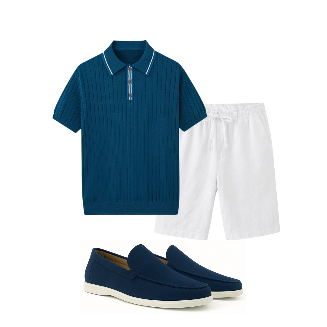 Sorrento Midnight Ensemble – 3-Piece Navy & Linen Set