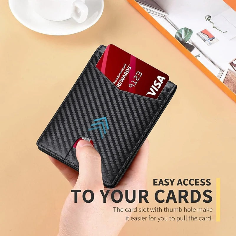 Men's Ultra Slim RFID Leather Wallet Carbon Fiber