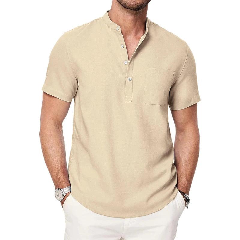 Shoreline Henley | Men's Lightweight Cotton Beach Shirt with Pocket