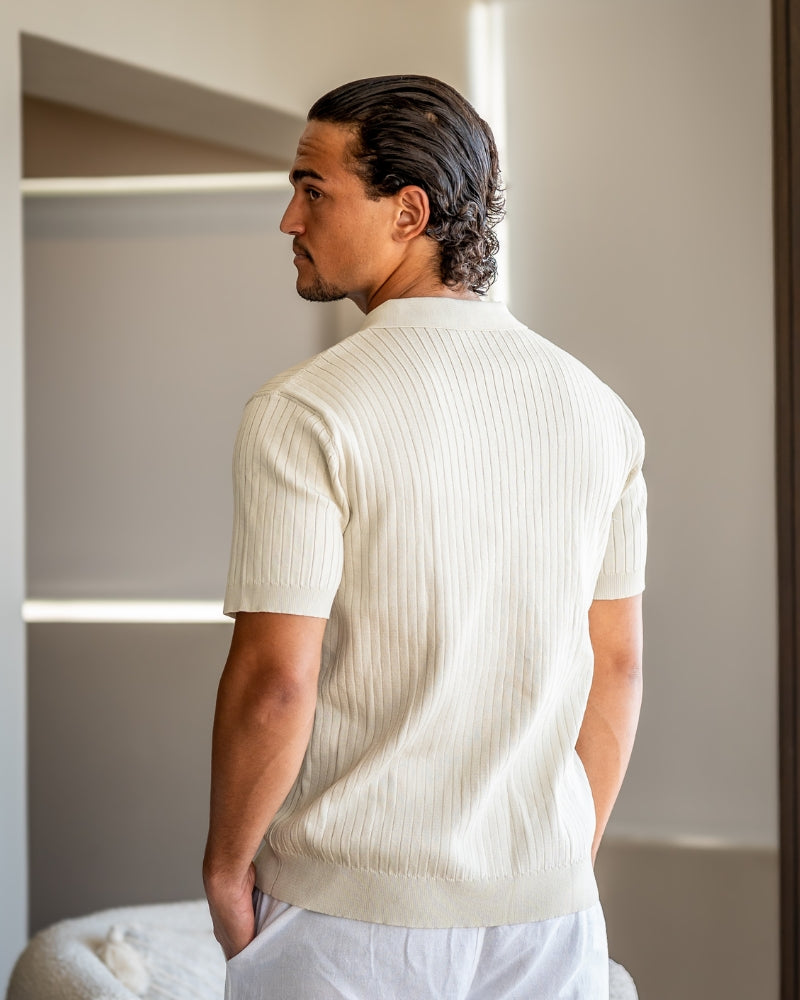 Ribbed Knit Polo – Fine Merino