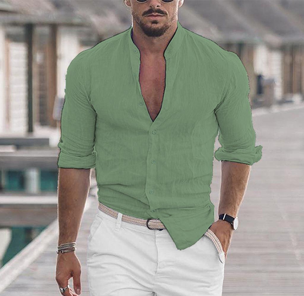 Men's Casual Shirt Long Sleeve Solid Color