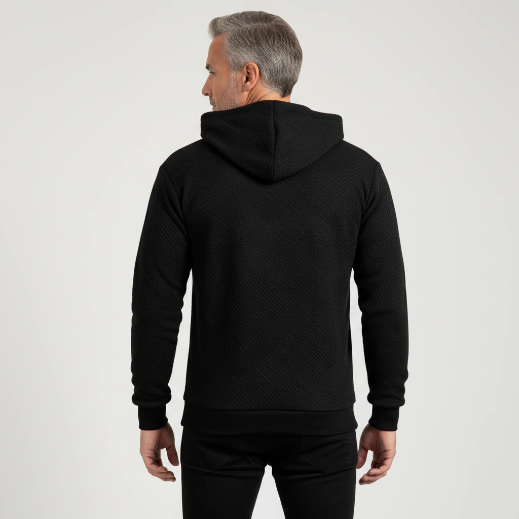QuarterZip Textured Pattern Hoodie