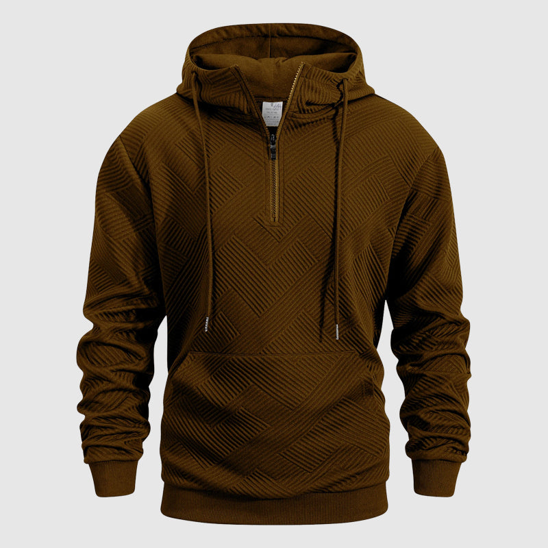 QuarterZip Textured Pattern Hoodie