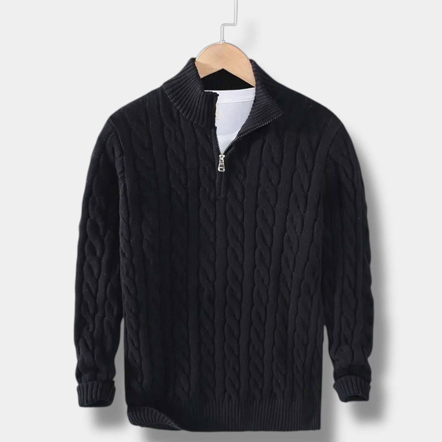 Old Money Jacquard Mock Neck Sweater