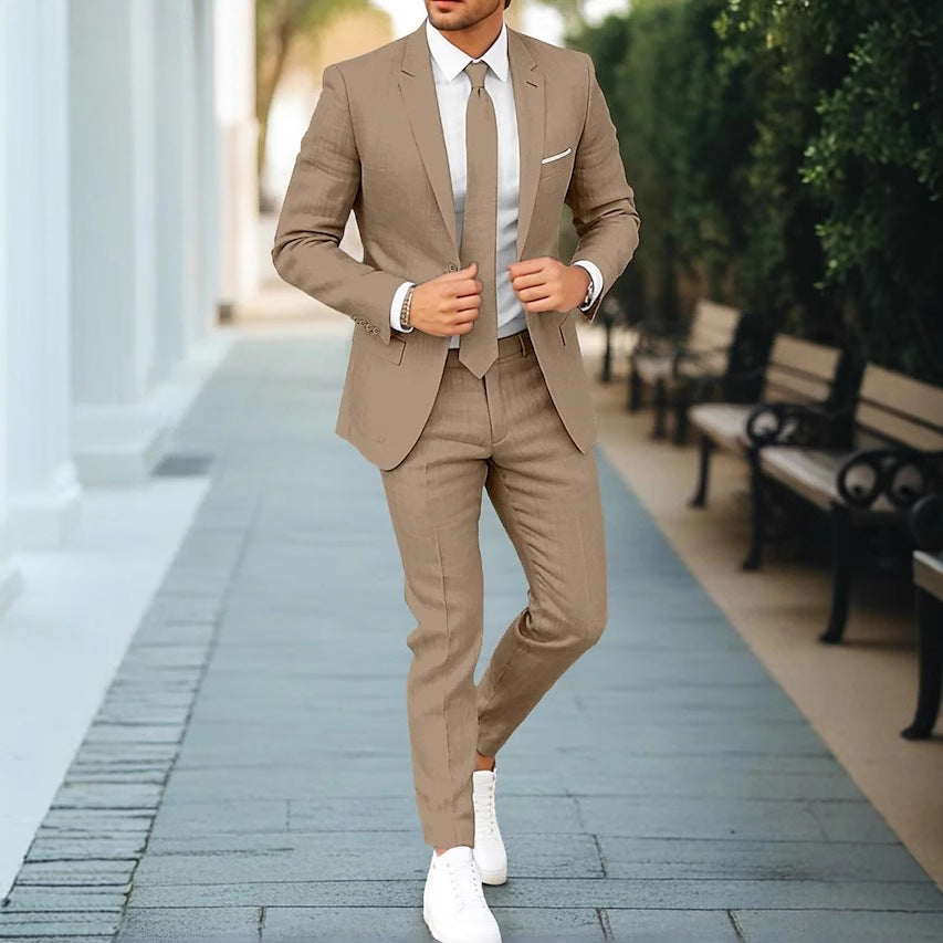 Men’s Two-Piece Suit – Lightweight Tailored Blazer and Trousers for Summer
