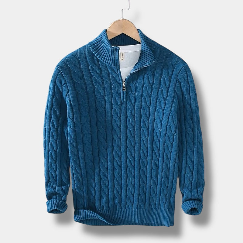 Old Money Jacquard Mock Neck Sweater