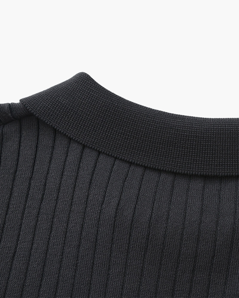 Ribbed Knit Polo – Fine Merino