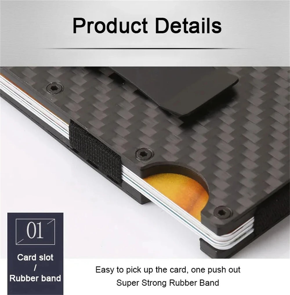 Carbon Fiber RFID Credit Card Holder for Men & Women - Slim Minimalist Wallet, Red Magic Mini Smart Wallet