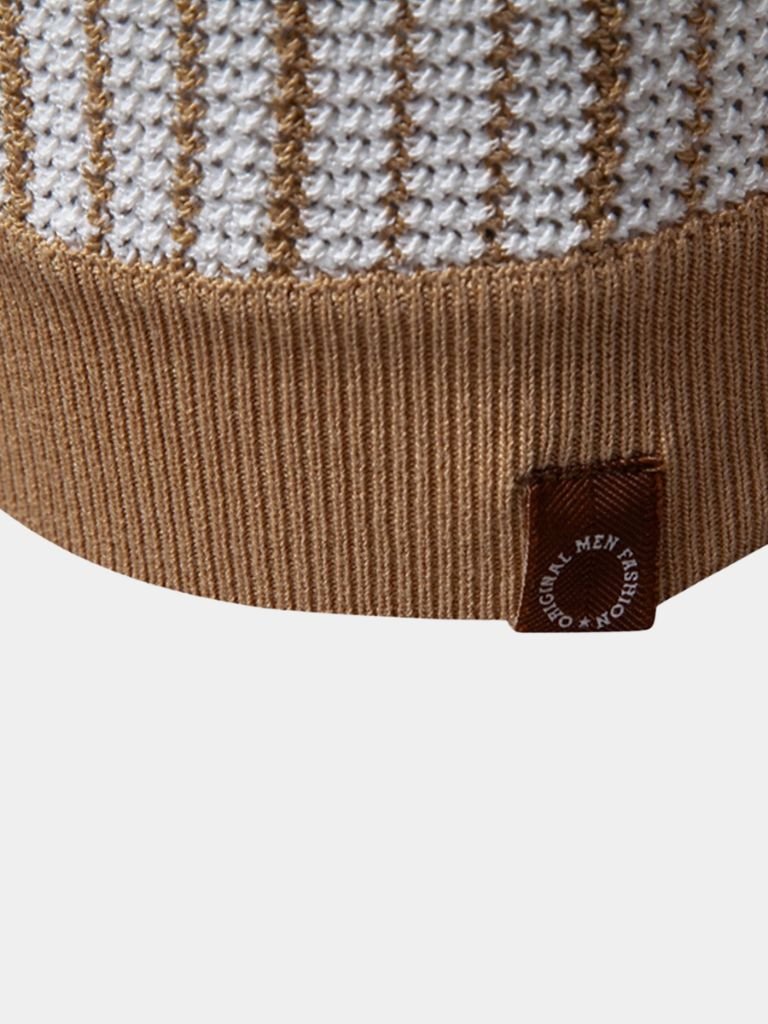 Striped Knit Polo Shirt - Fayymont Co