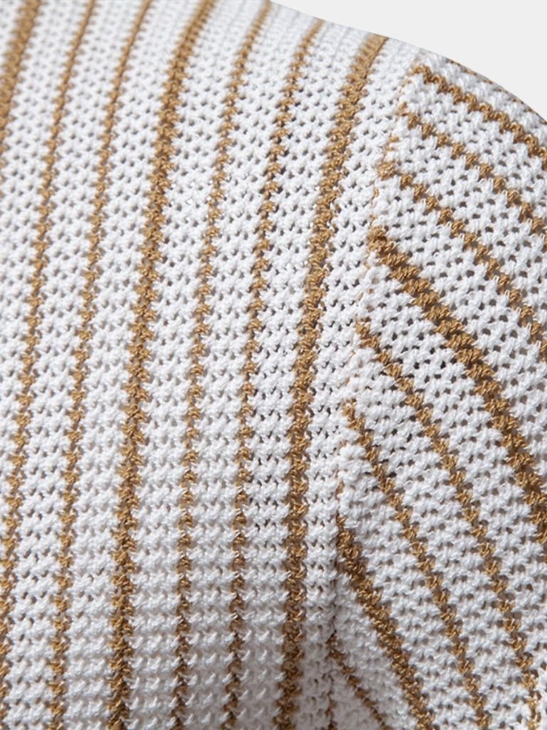 Striped Knit Polo Shirt - Fayymont Co