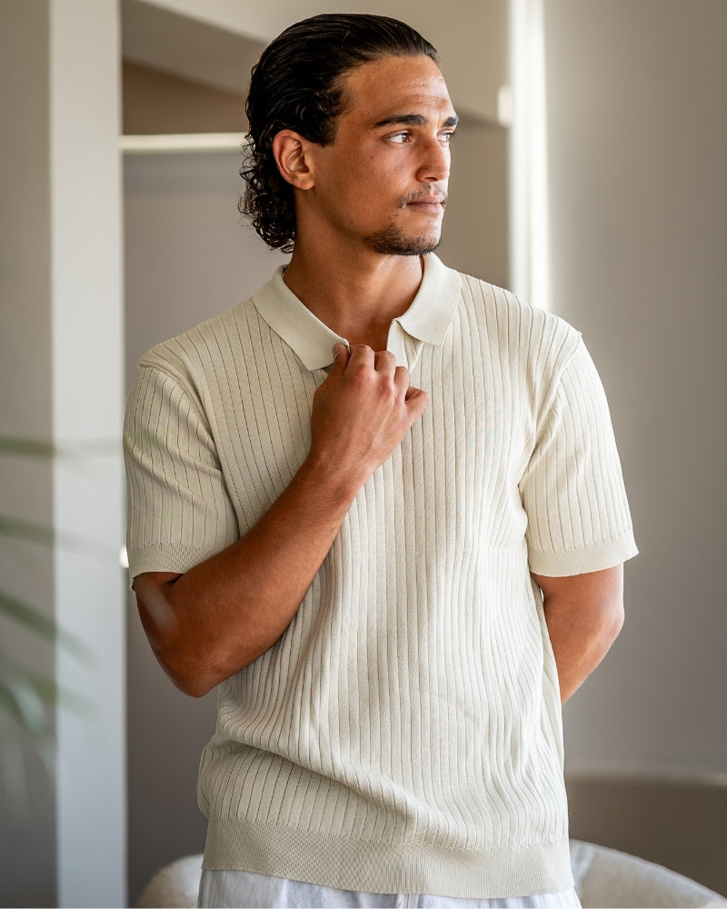 Ribbed Knit Polo – Fine Merino