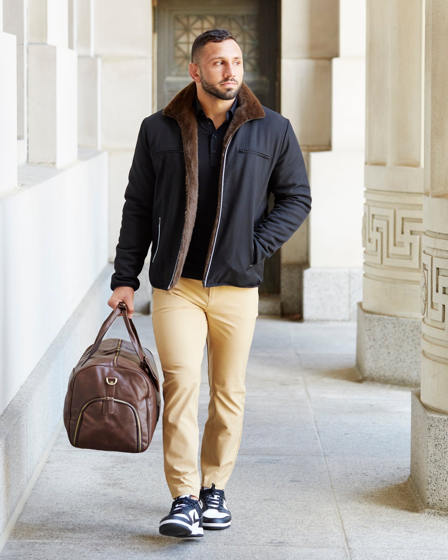 Athletic Fit Stretch Tech Chino - Mid Khaki