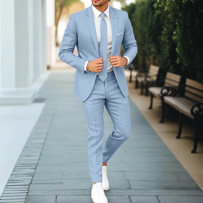 Men’s Two-Piece Suit – Lightweight Tailored Blazer and Trousers for Summer