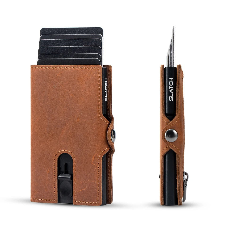 Premium Cowhide Leather Men's Wallet - High-Quality Pop-Up Credit Card Holder