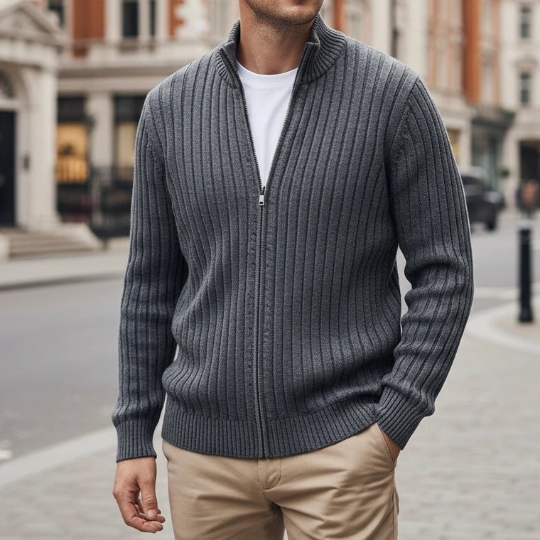 Thorne Knit Jacket (Ribbed Zip Cardigan)