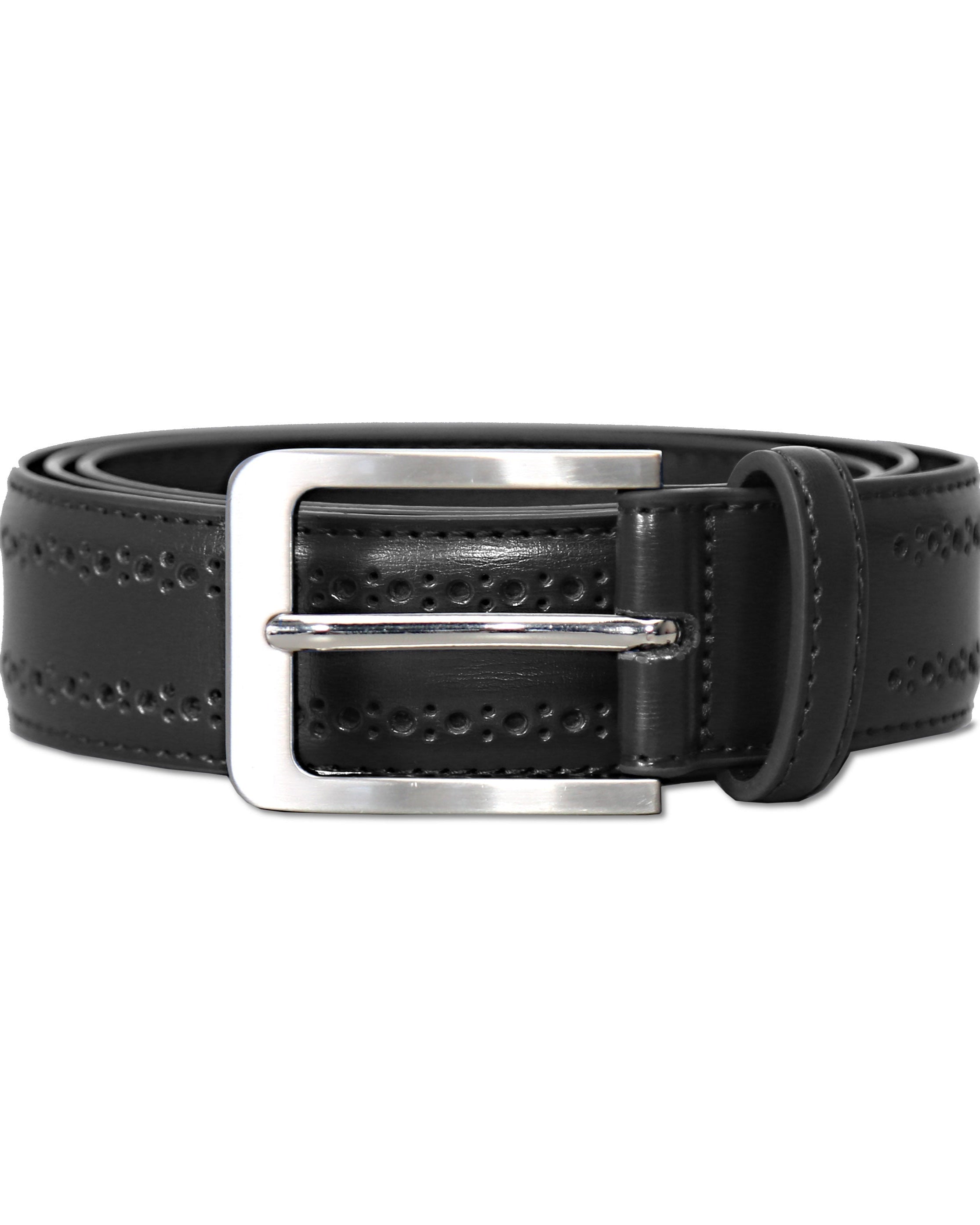 Perforated Leather Belt - Black