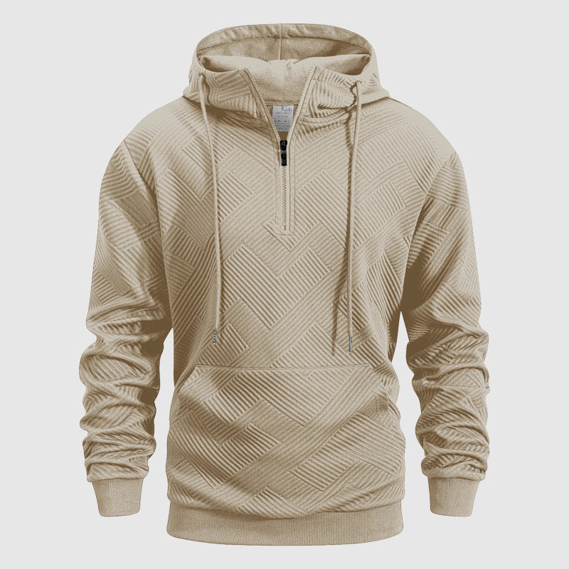 QuarterZip Textured Pattern Hoodie