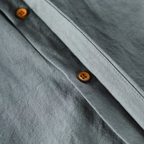 Kenji Grandad-Collar Linen Shirt
