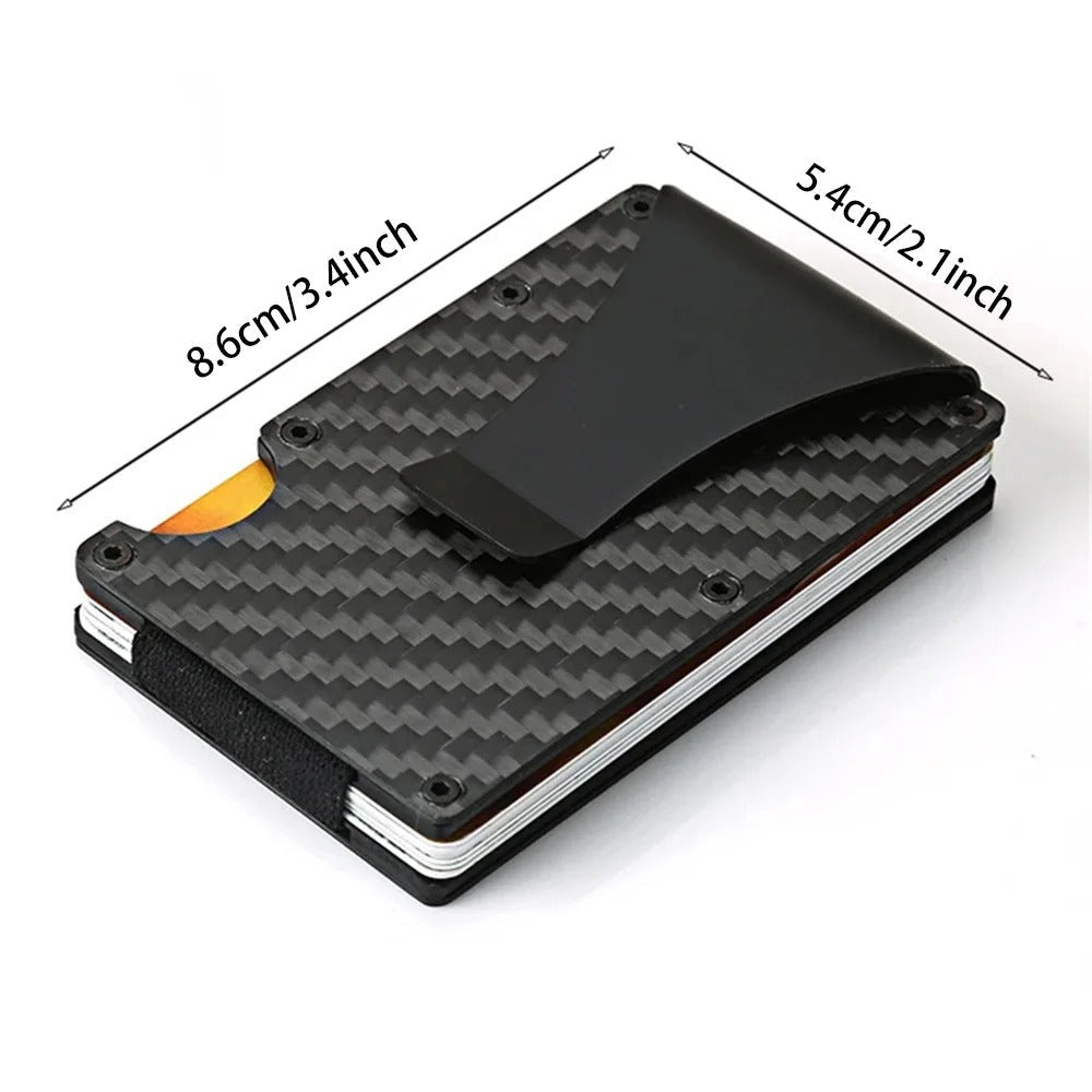 Carbon Fiber RFID Credit Card Holder for Men & Women - Slim Minimalist Wallet, Red Magic Mini Smart Wallet