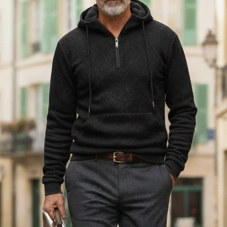 QuarterZip Textured Pattern Hoodie