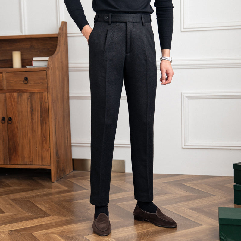 Heritage Wool Blend Herringbone Trousers
