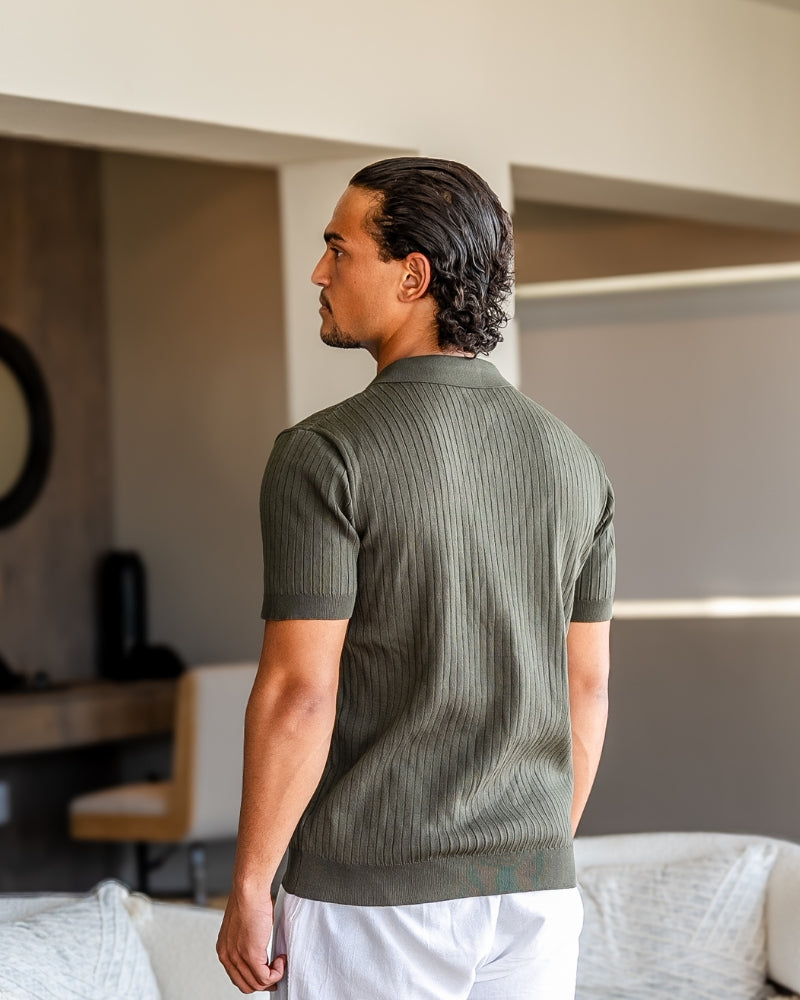 Ribbed Knit Polo – Fine Merino