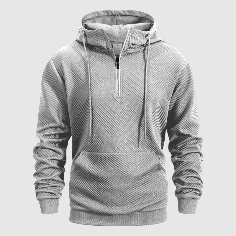 QuarterZip Textured Pattern Hoodie