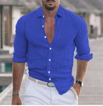 Men's Casual Shirt Long Sleeve Solid Color