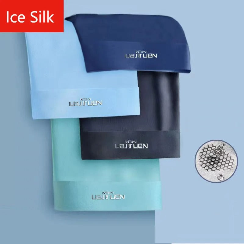 4 Pack Ice Silk Men's Boxer Underwear Breathable & Comfortable