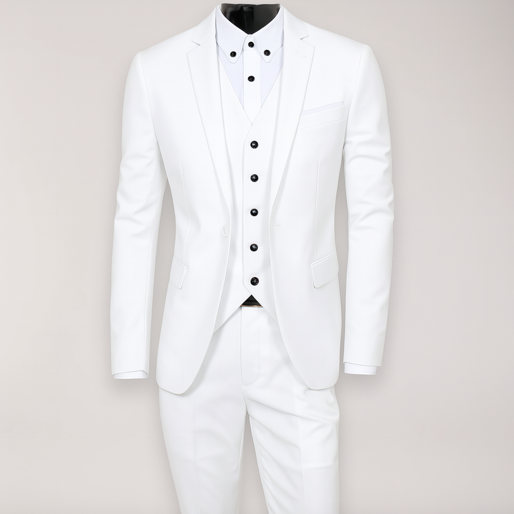 Men’s 3-Piece Slim Fit Suit – Tailored Blazer, Waistcoat and Trousers for Formal Occasions