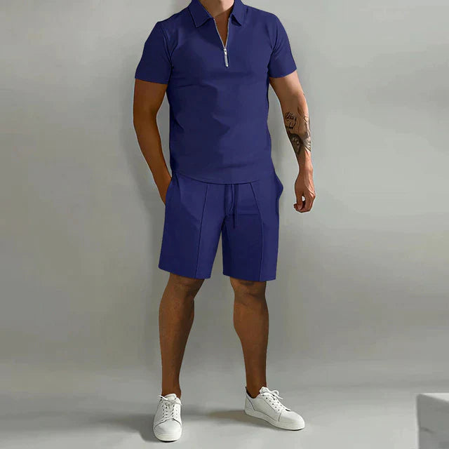 Cotton Piqué Polo & Twill Shorts Co-ord