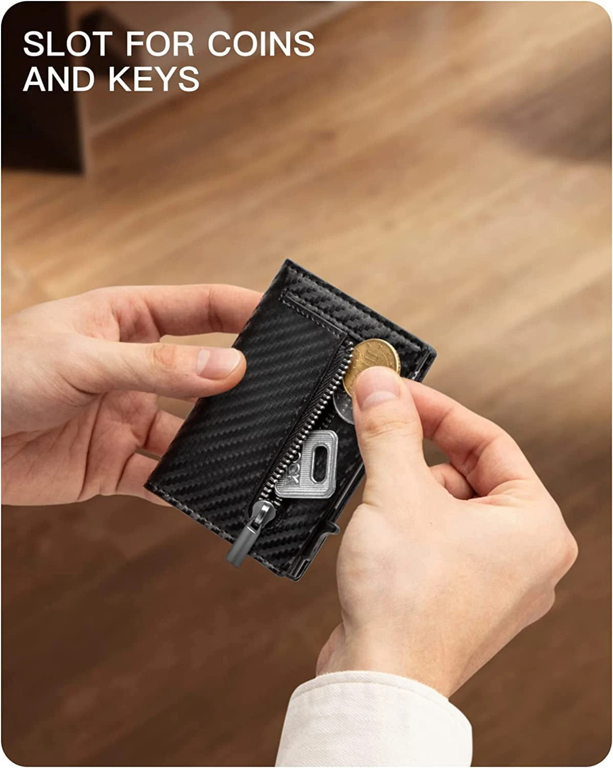 Smart Carbon RFID Wallet with Automatic Pop-Up Card Storage