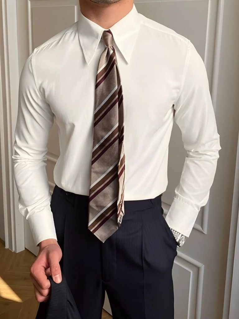 Elegant Spearpoint Collar Shirt - Cross & Crown