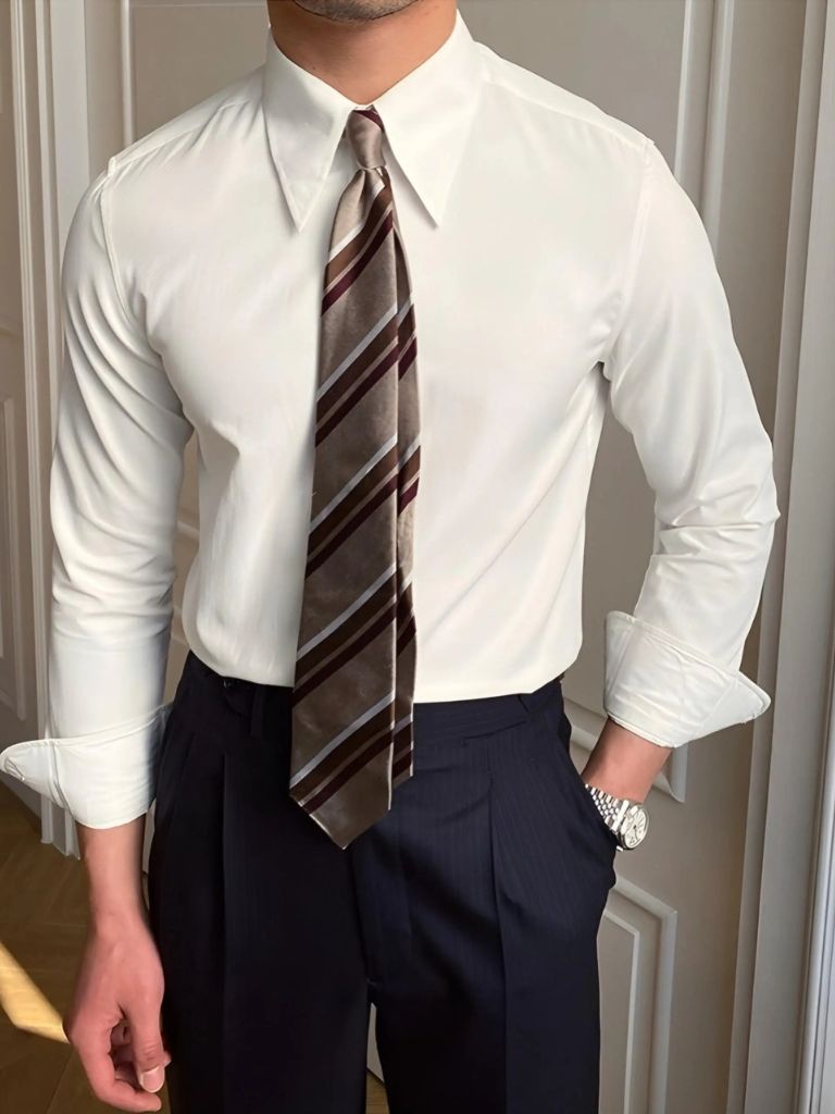 Elegant Spearpoint Collar Shirt - Cross & Crown