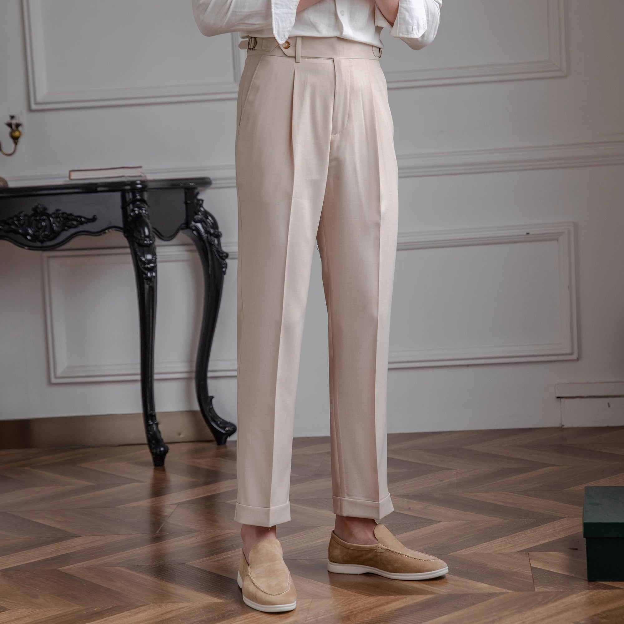 Antibes Straight Fit Single Pleated Trousers