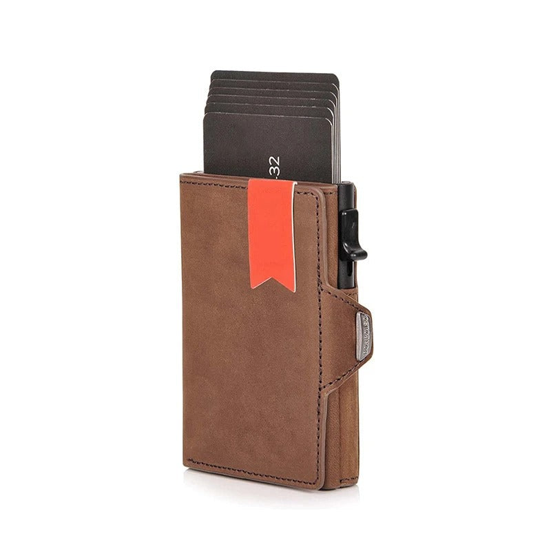 Pop-Up RFID Wallet in Genuine Leather – Sleek Protection, Effortless Access
