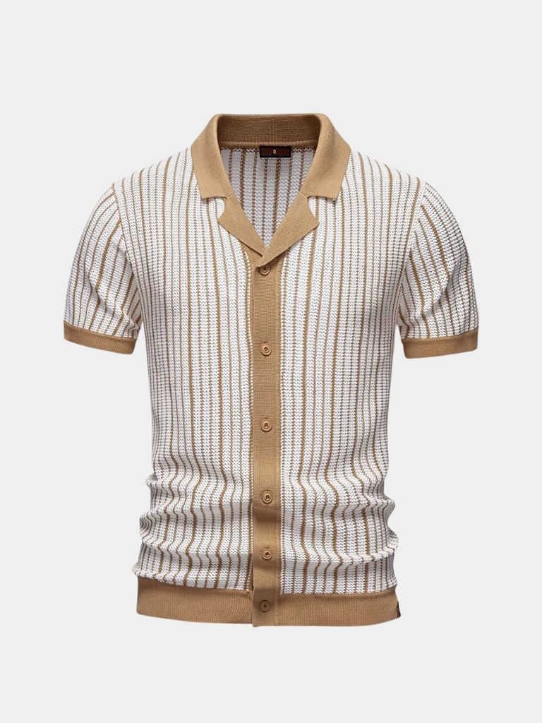 Striped Knit Polo Shirt - Fayymont Co