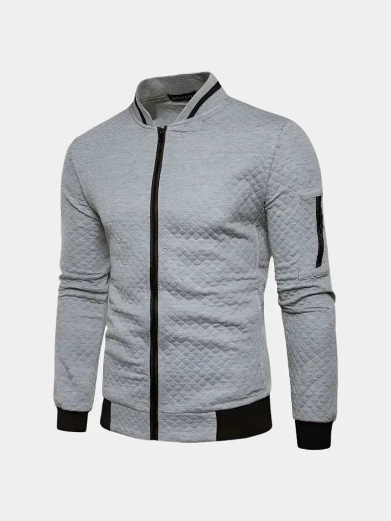 Textured Casual Bomber Jacket